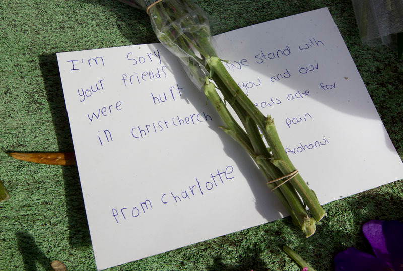 A card of support outside the Rotorua Islamic Centre this morning. Photo / Ben Fraser