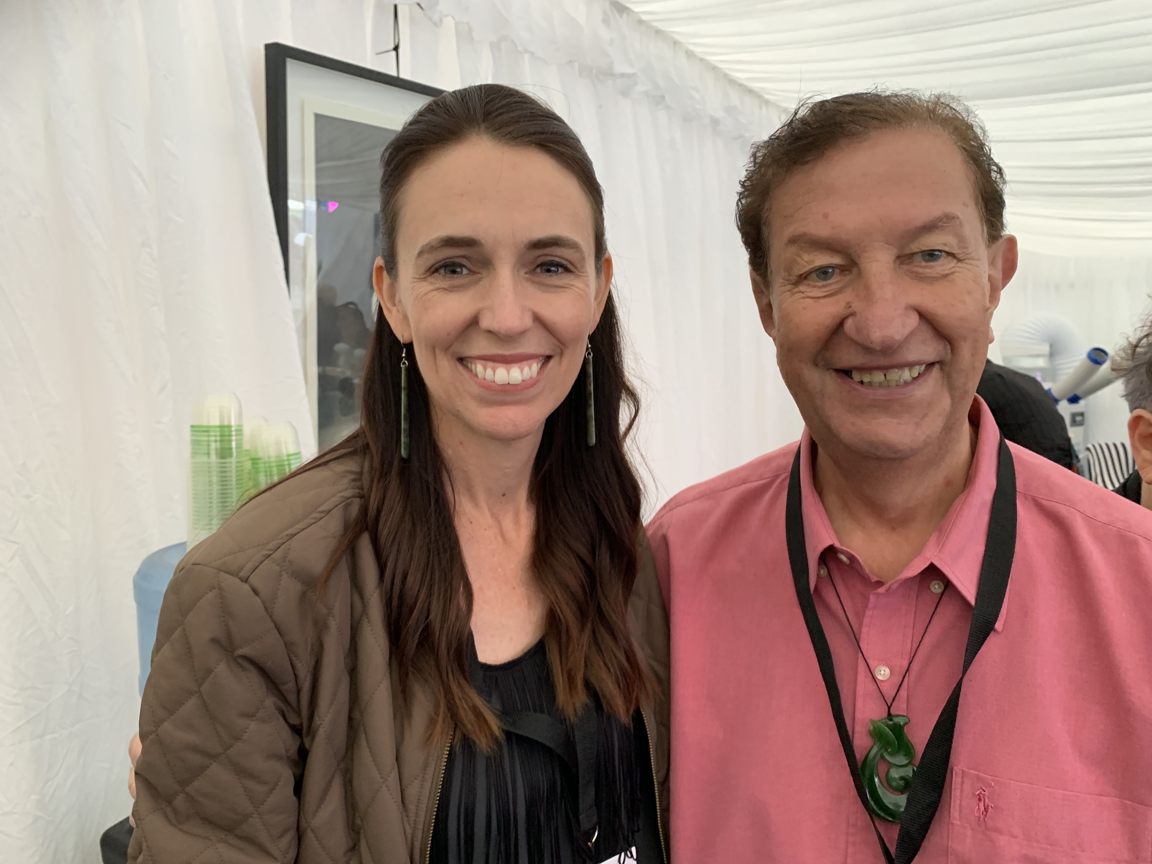 Former prime minister Jacinda Ardern caught up with Te Arawa rohe chairman Trevor Maxwell at Te Matatini this week.