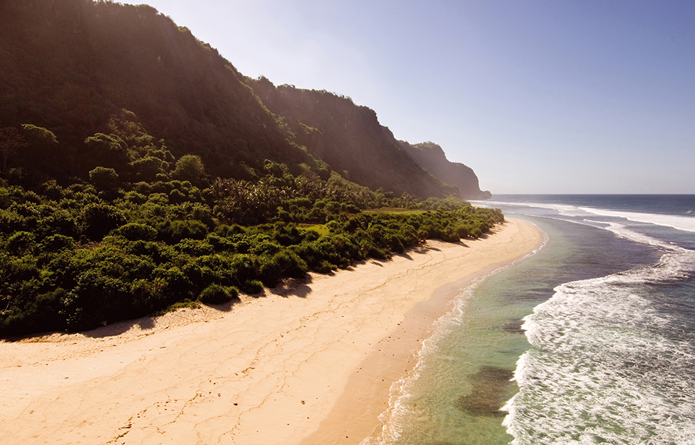 The private beach is accessible via an inclined elevator. Photo / Supplied