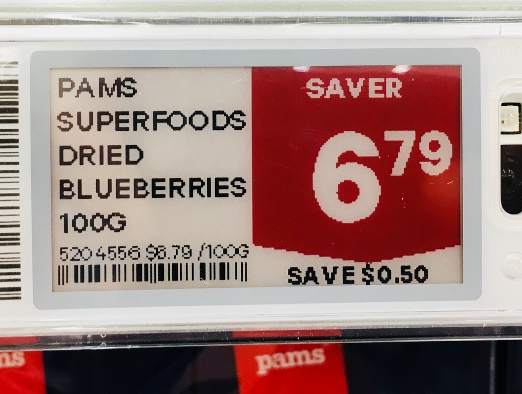Foodstuffs says electronic shelf labels with geo-tagging will in the future be connected to smartphone apps to make grocery shopping more efficient. Photo / Supplied