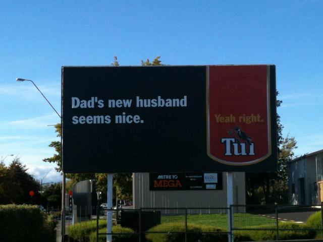 A new Tui billboard is being called homophobic and offensive. Photo/supplied
