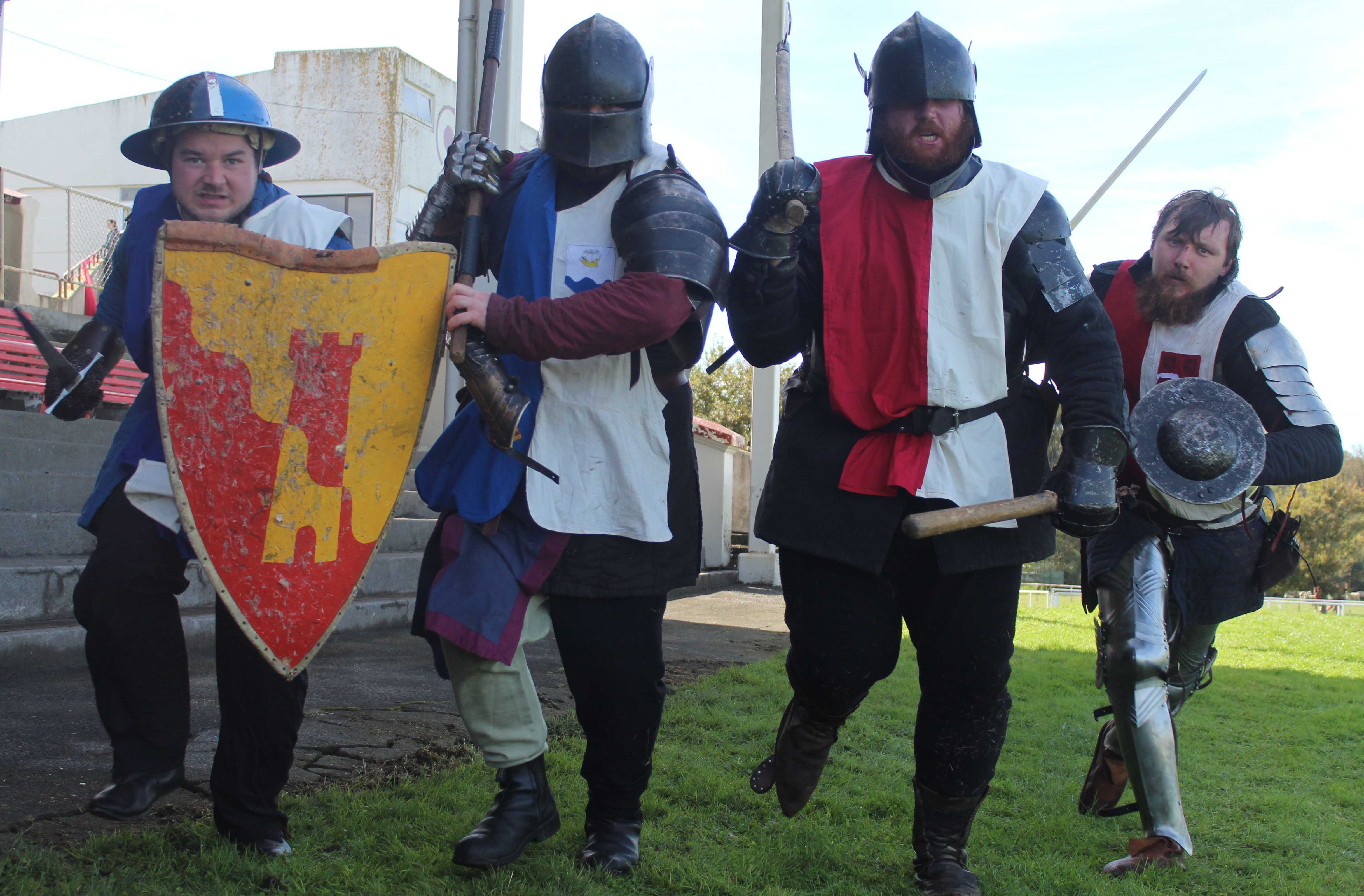 Baldrick's Big Day Out is the final event on the 2024 Stratford Shakespeare Festival calendar. Pictured   are Eli Davidson, Jon Marriner, James Hamill and Kade Sinclair running into battle at the 2023 event. Photo / Alyssa Smith