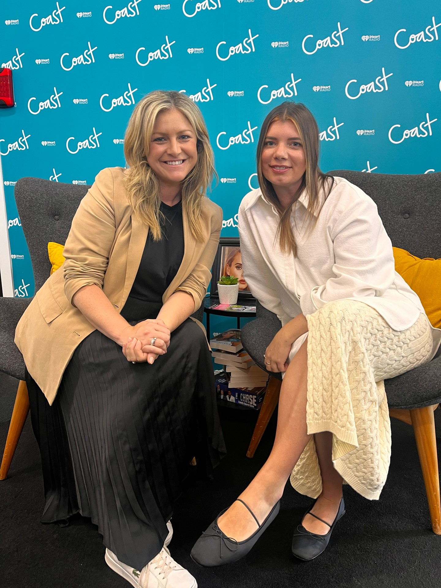 Coast radio host with hair guru Zoe Clark. Photo / Coast