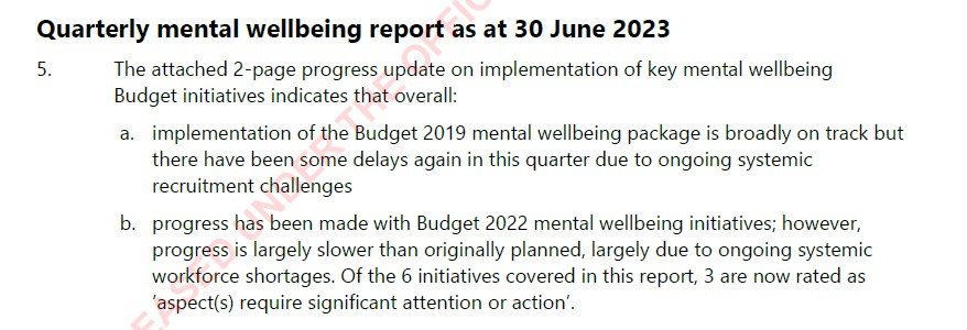 A ministerial briefing obtained by the Herald under the Official Information Act reveals that half of the Budget 2022 initiatives relating to mental health are behind schedule.