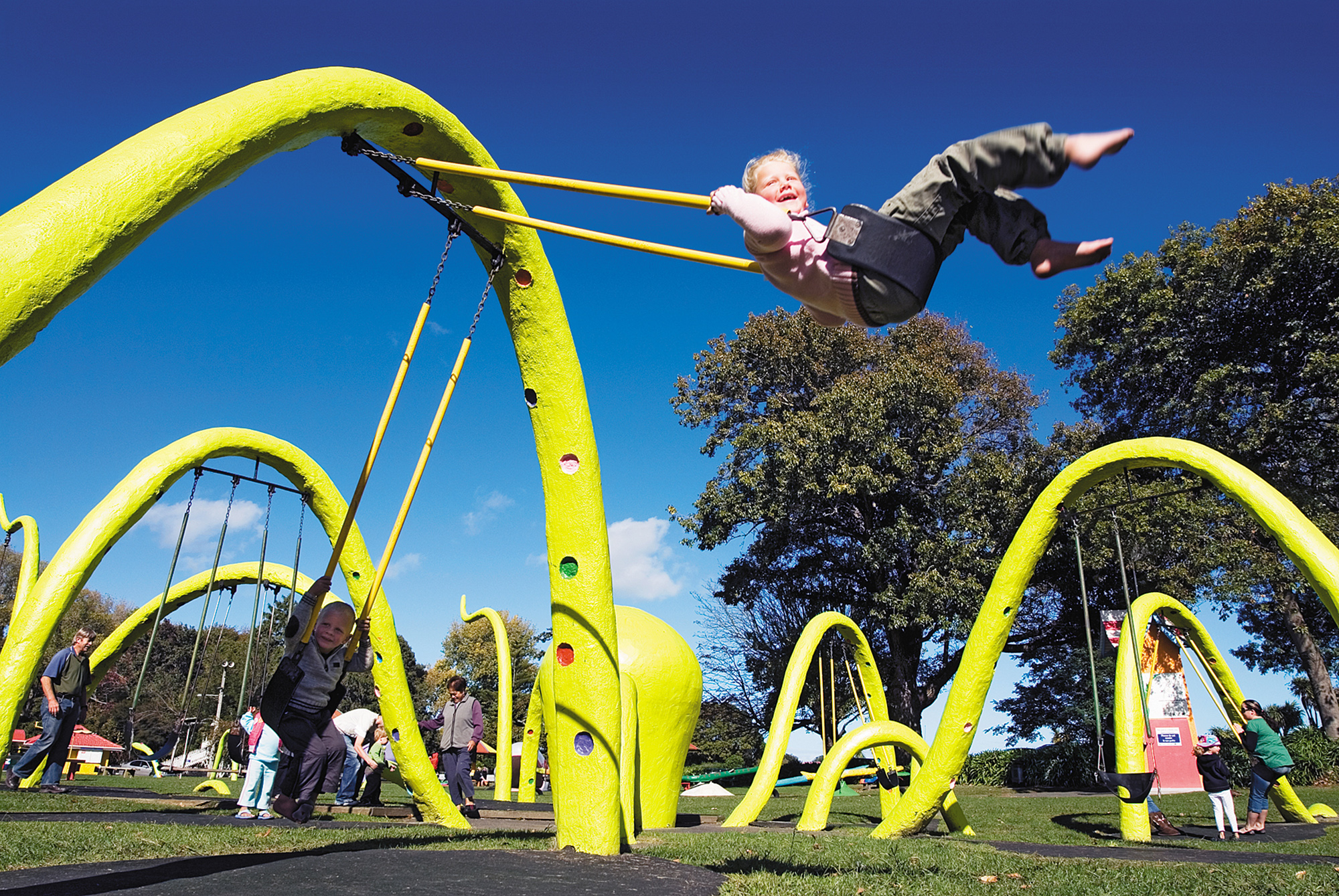 Having fun at Kowhai Park, Whanganui.