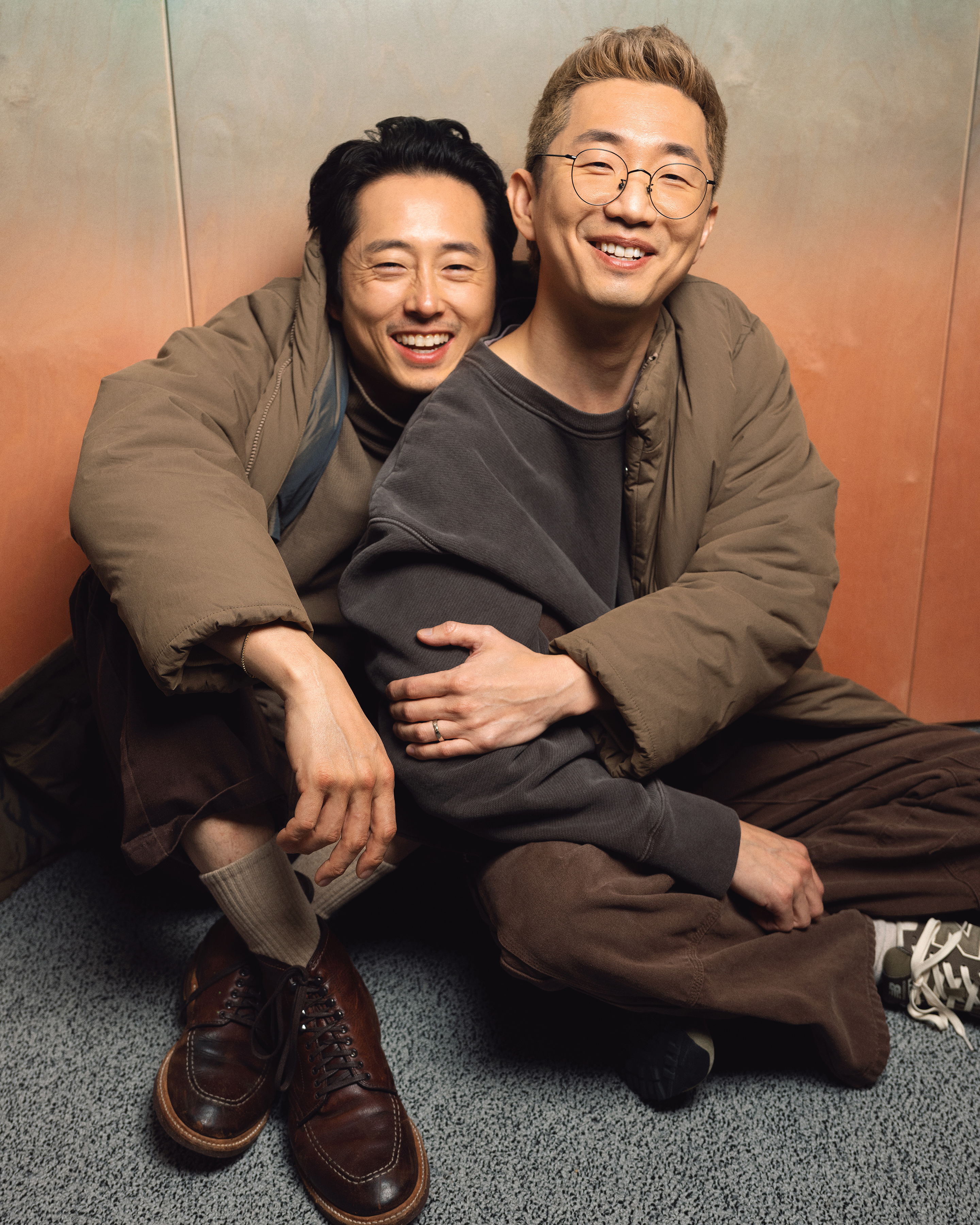Steven Yeun, left, who stars in 'Beef,' which was inspired by a road rage incident experienced by the creator, Lee Sung Jin, right, in Los Angeles. Photo / Ryan Pfluger, The New York Times