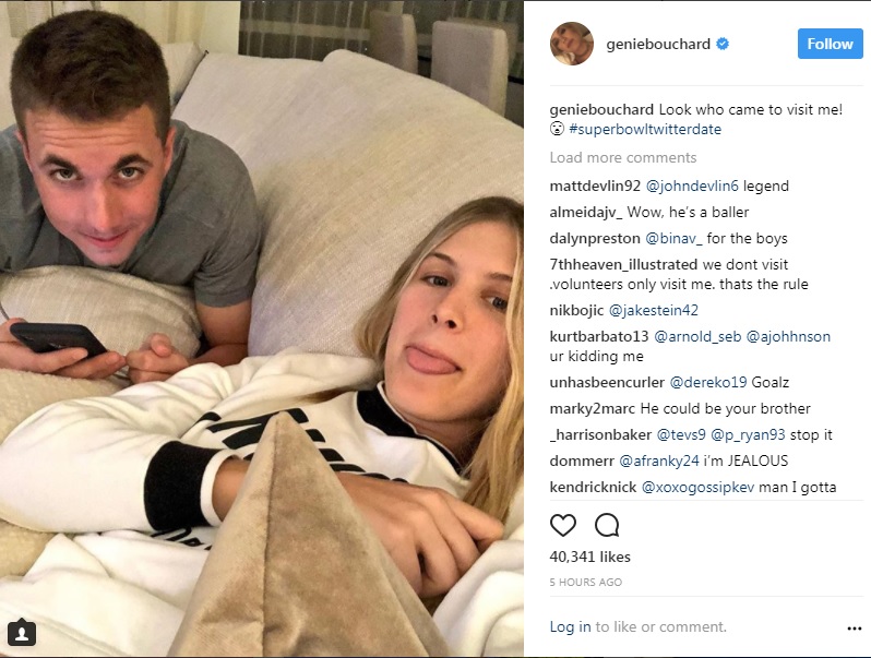 Genie Bouchard and her Twitter date John Goehrke to attend Super Bowl