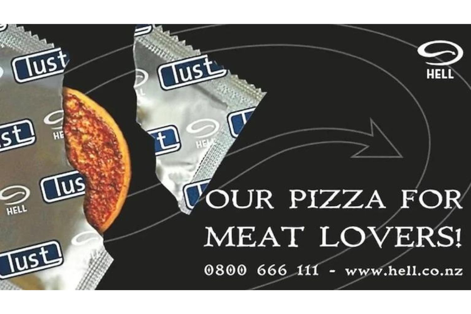Hell Pizza's condom mailer. Photo / The Spinoff