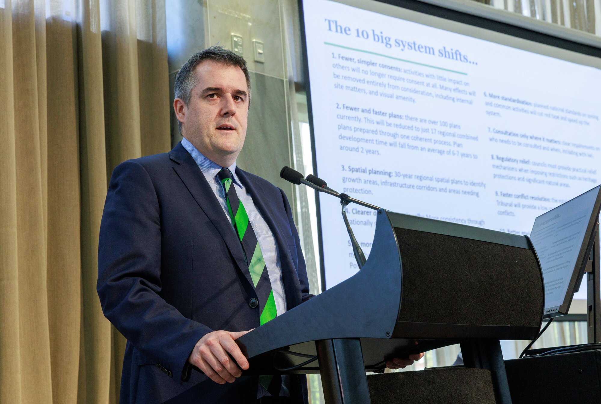 RMA Reform and Housing Minister Chris Bishop at a Government announcement at Parliament on the RMA. Photo / Mark Mitchell