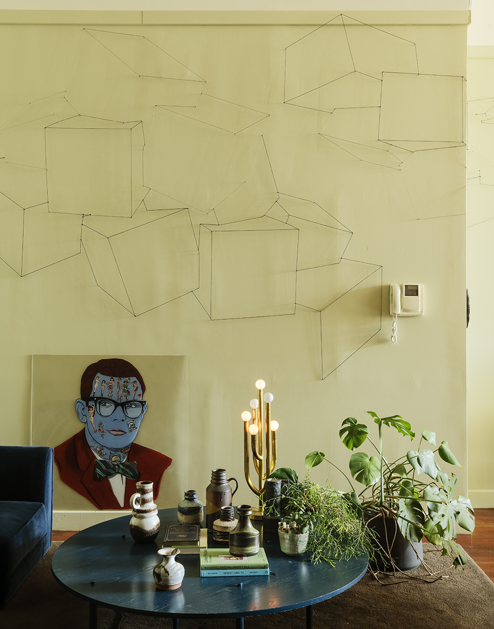 Allison made a wire installation to wrap around the apartment walls. Photo / Matthew Williams