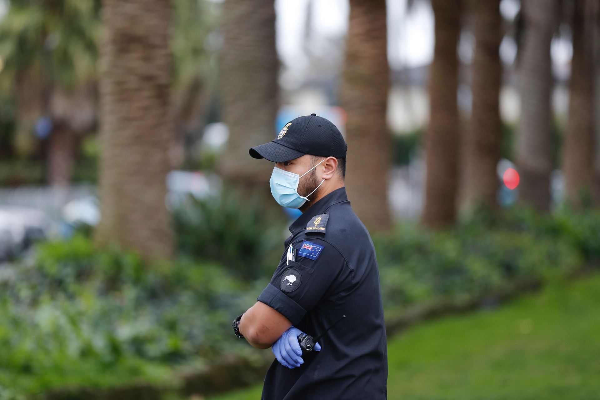 A naval officers was among those guarding the Novotel Ellerslie hotel on Tuesday. Photo / Dean Purcell