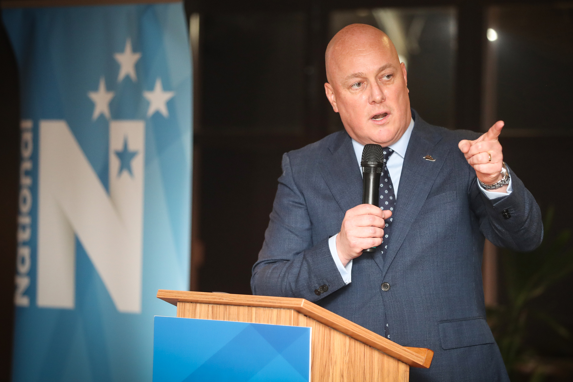 National leader Christopher Luxon won't commit to reversing all Labour's property taxes. Photo / Jason Oxenham 