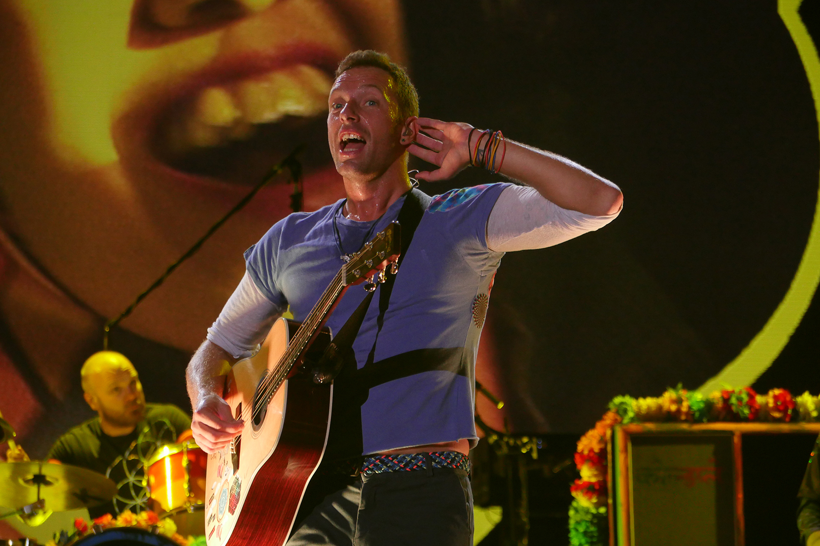Coldplay's Chris Martin on stage at Mt Smart Stadium in 2022. The band are set to perform three New Zealand shows, playing at Auckland’s Eden Park in November. Photo / Steven McNicholl