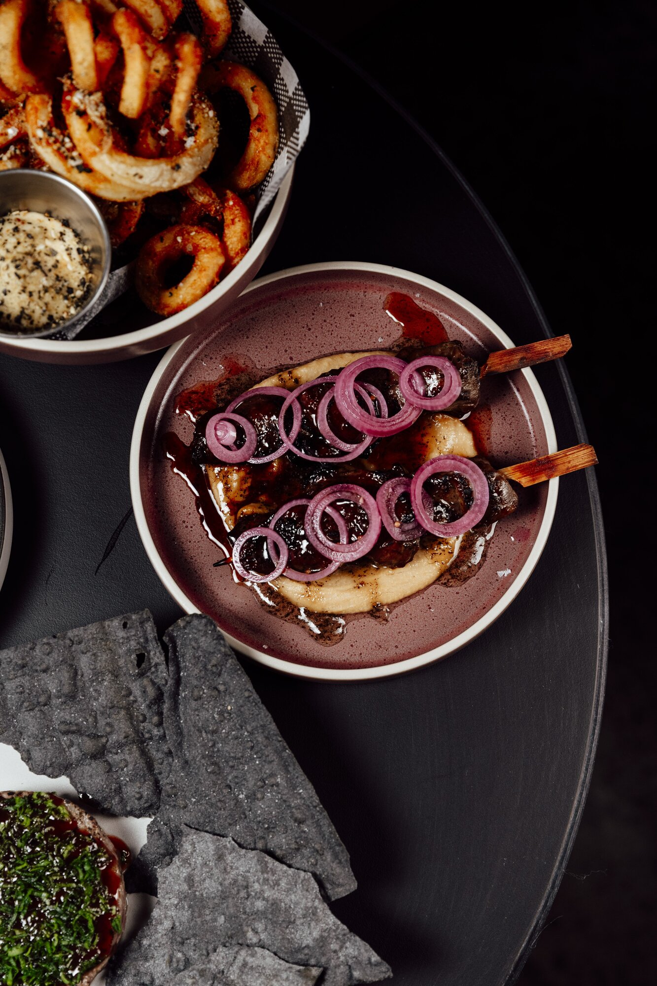 The lamb skewers with spiced soy caramel and the