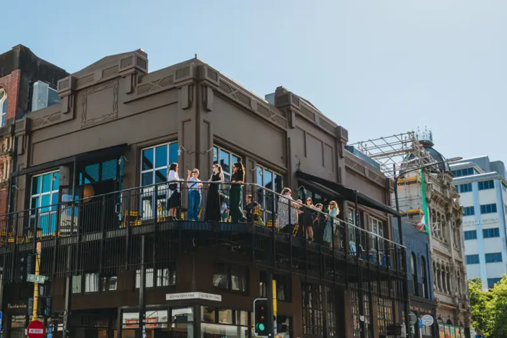 The pub's balcony overlooks Cuba and Ghuznee Sts. Photo / WellingtonNZ