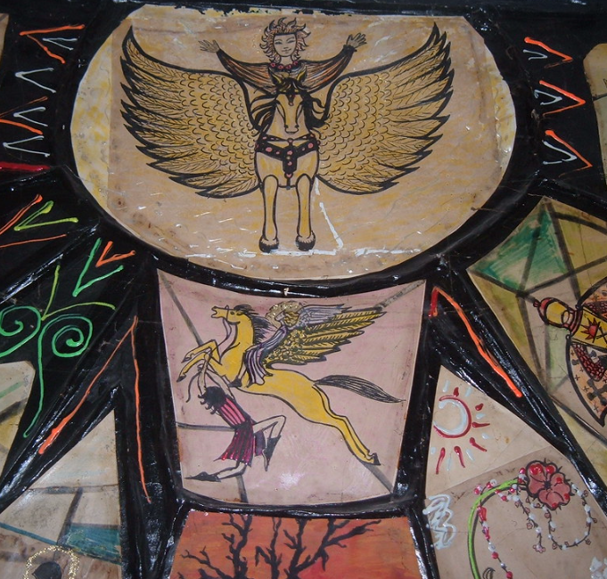 The murals found in Pauline's former home. Photo / Andrew Ayres Flickr