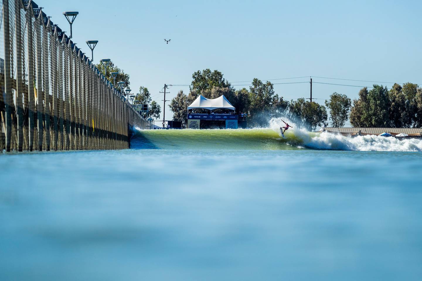Kelly Slater's Surf Ranch produces one wave every four minutes. Each wave lasts for one minute. Photo / WSL

