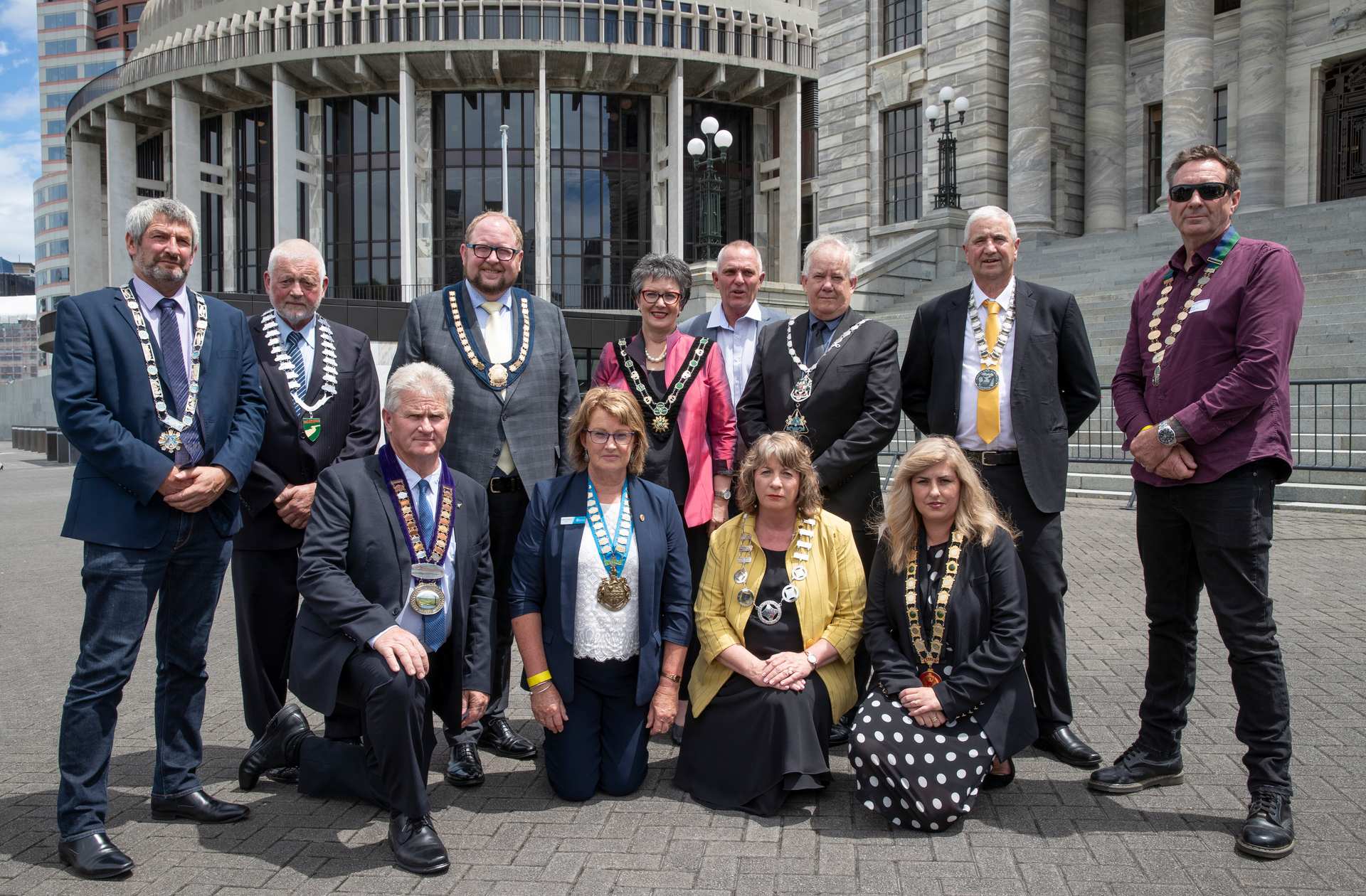 Mayors representing Communities 4 Local Democracy at Parliament during a visit to voice concerns about Three Waters back in late 2021. Photo / Mark Mitchell