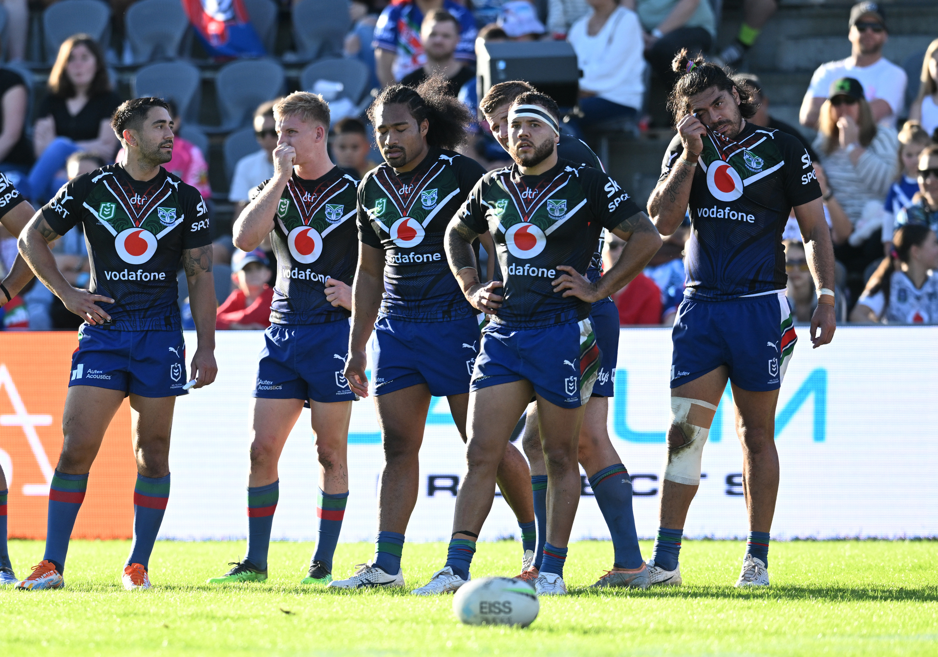 The Warriors led 12-0 before going on to lose 24-18 to the Newcastle Knights in Redcliffe. Photo / Photosport