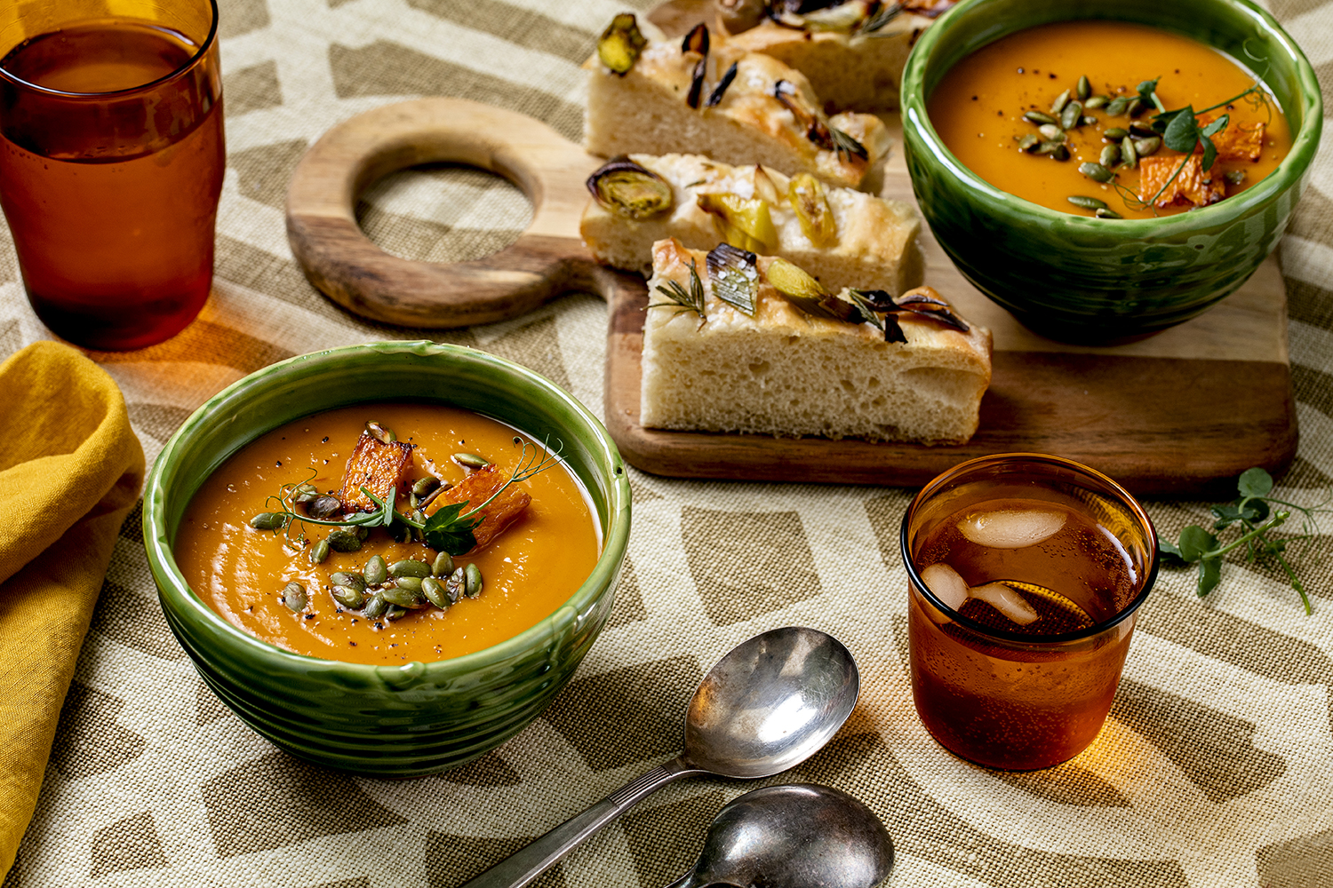 Sprinkle your soup with toasted pumpkin seeds. Photo / Babiche Martens