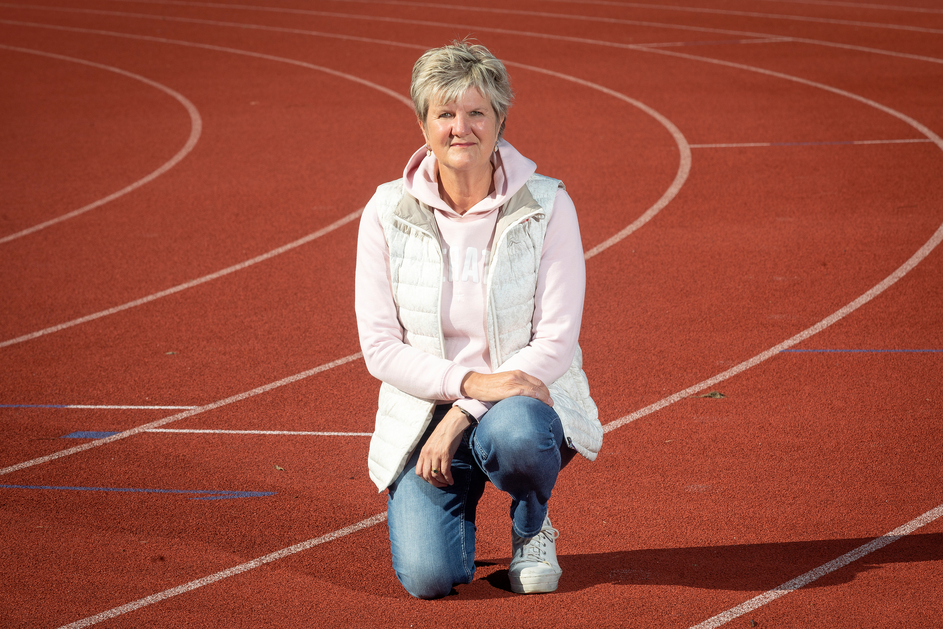 Athletics Tauranga president Ruth Tuiraviravi on the domain track. Photo / Andrew Warner
