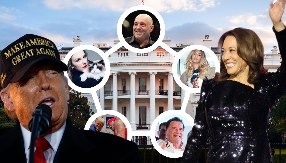 These are the major celebrities backing Donald Trump and Kamala Harris in the 2024 US election. Photo / Composite / Instagram / Getty Images