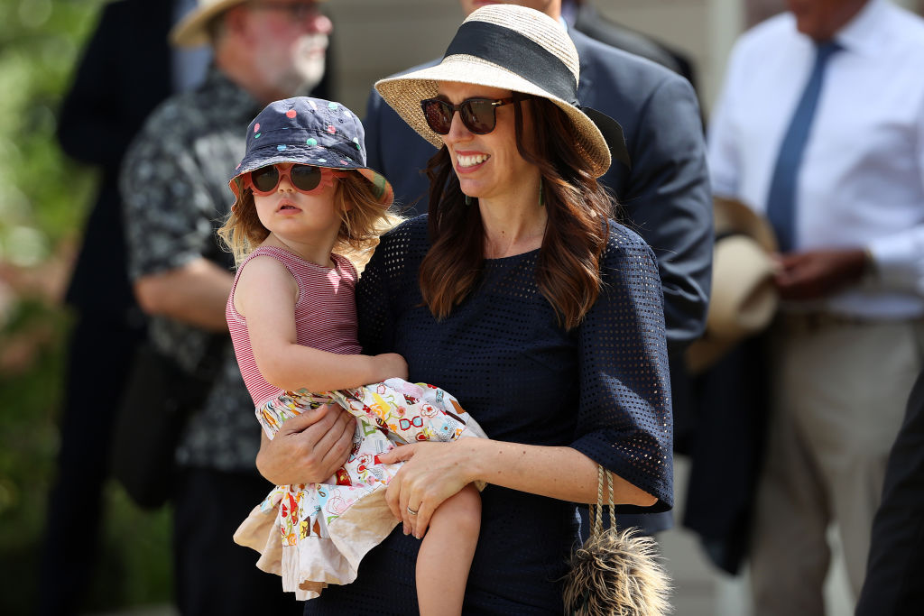 Prime Minister Jacinda Ardern with daughter Neve. Photo / Getty Images
