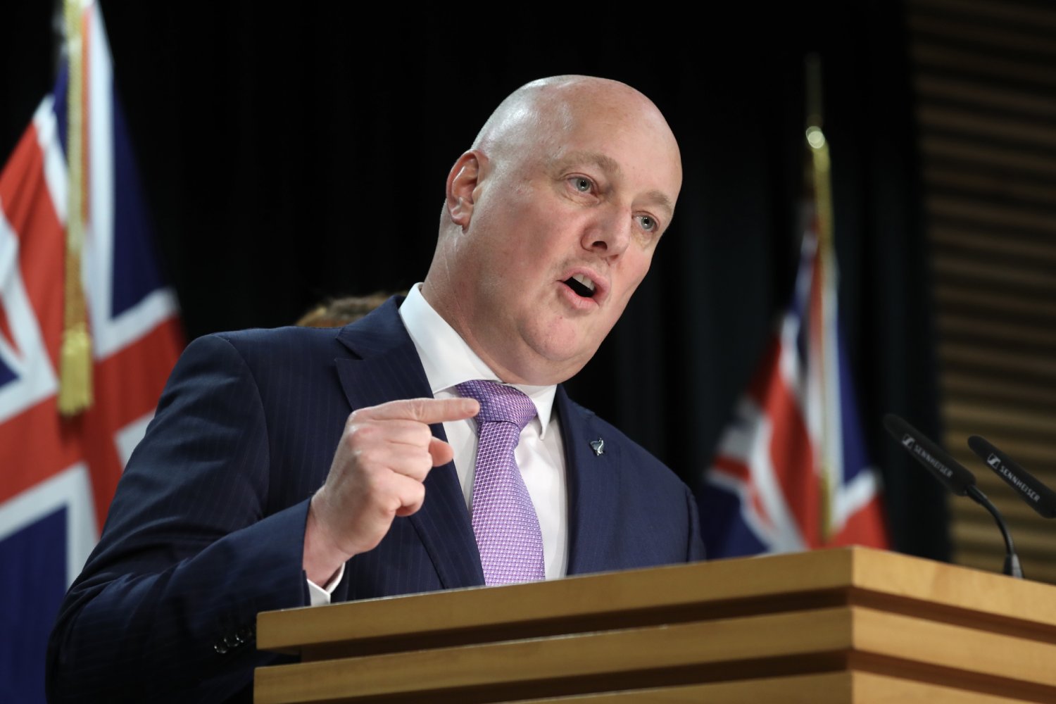 Prime Minister Christopher Luxon speaks to media at the weekly post-Cabinet press conference at Parliament in Wellington. April 8, 2024. Photo / Mark Mitchell
