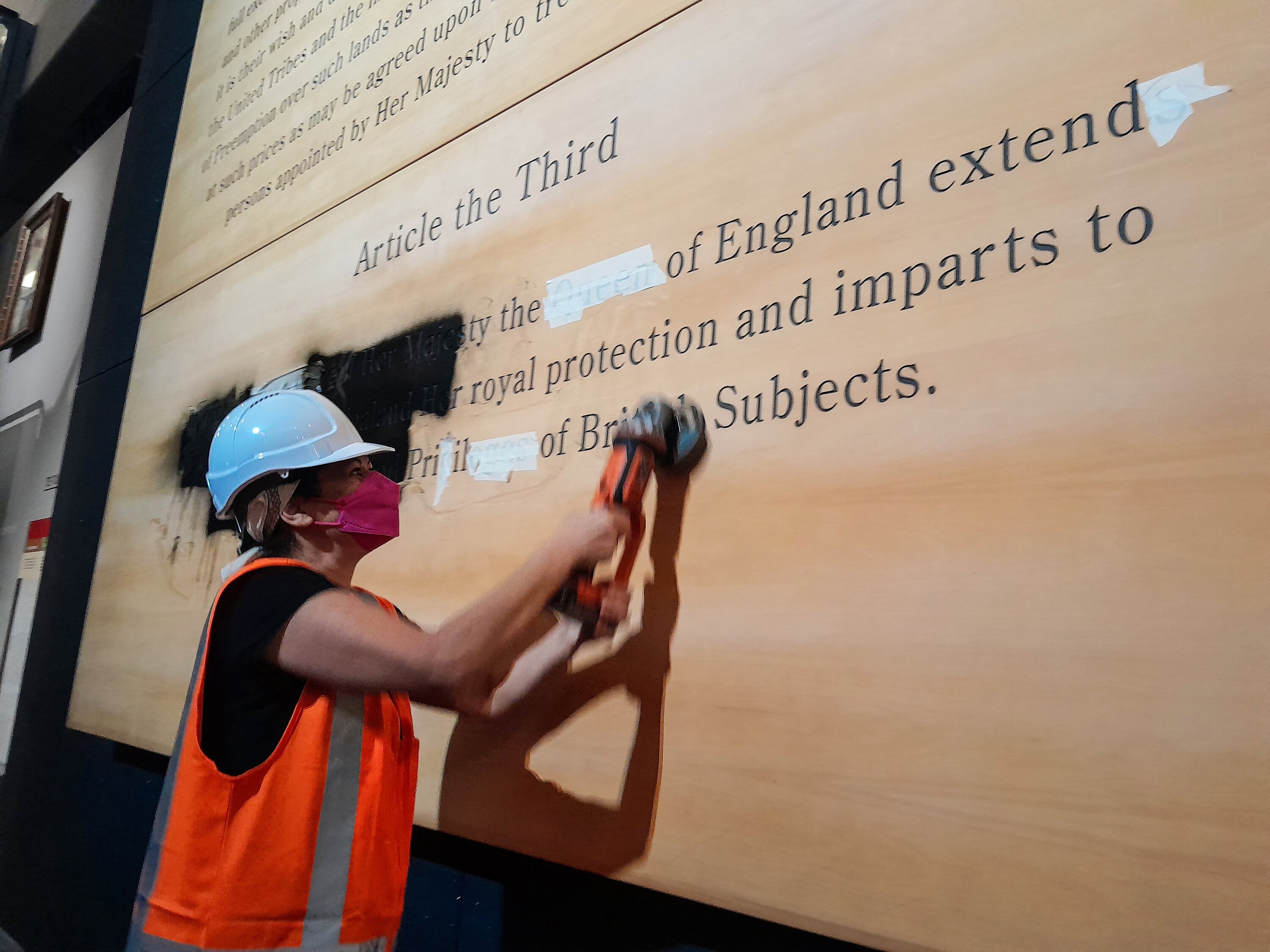 The protest at Te Papa in Wellington - which took to the English version of Te Tiriti o Waitangi with an angle grinder and spray paint- has sparked debate about New Zealand's founding document. 
