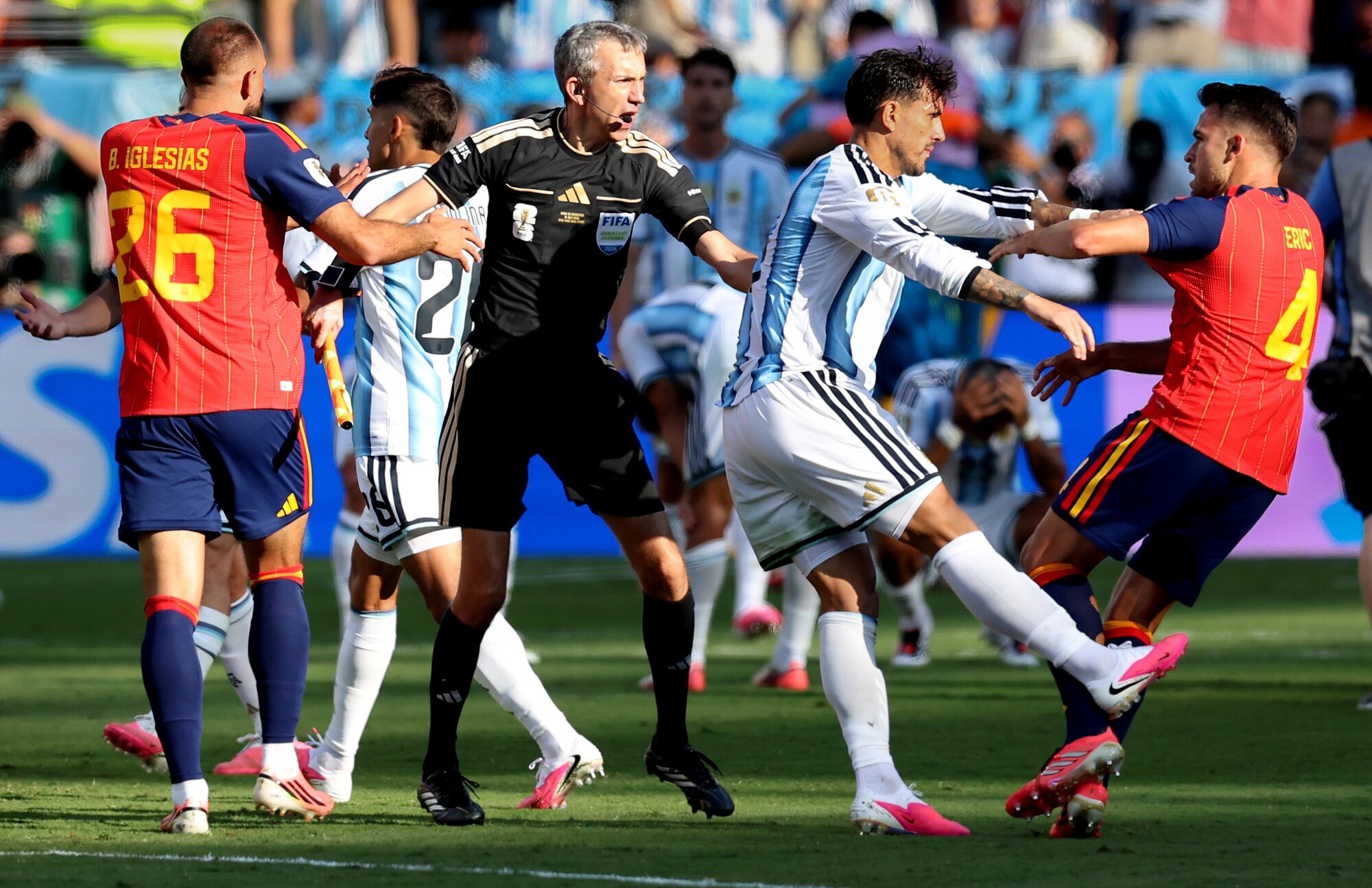 Argentina were labelled by critics as tetchy and petulant after their heated clash with Spain in the World Cup final. Photo / Getty Images