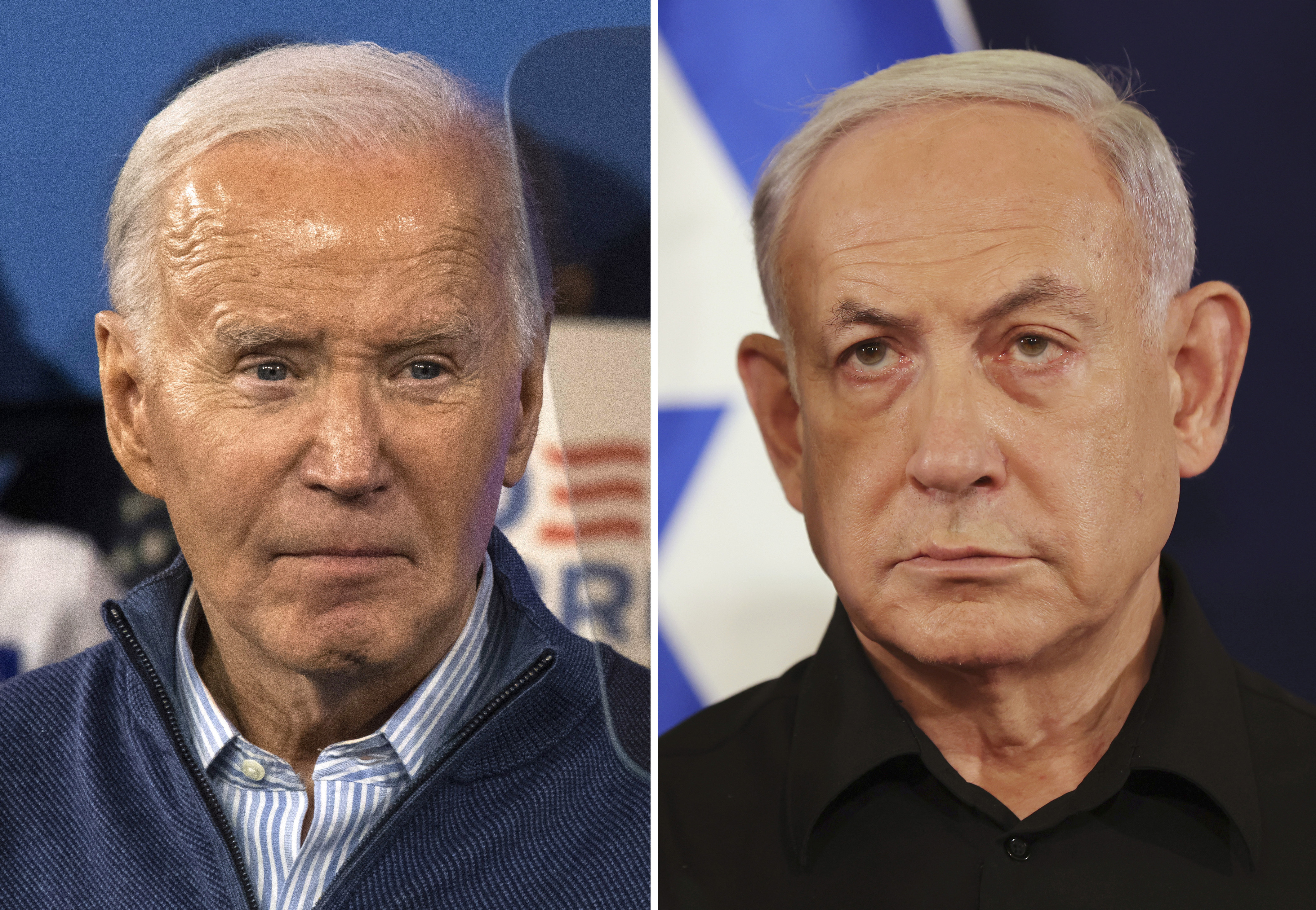 US President Joe Biden (left) and Israeli Prime Minister Benjamin Netanyahu spoke on Monday, March 18, in their first interaction in more than a month as the divide between allies grows over the food crisis in Gaza and the conduct of the war. Photo / AP