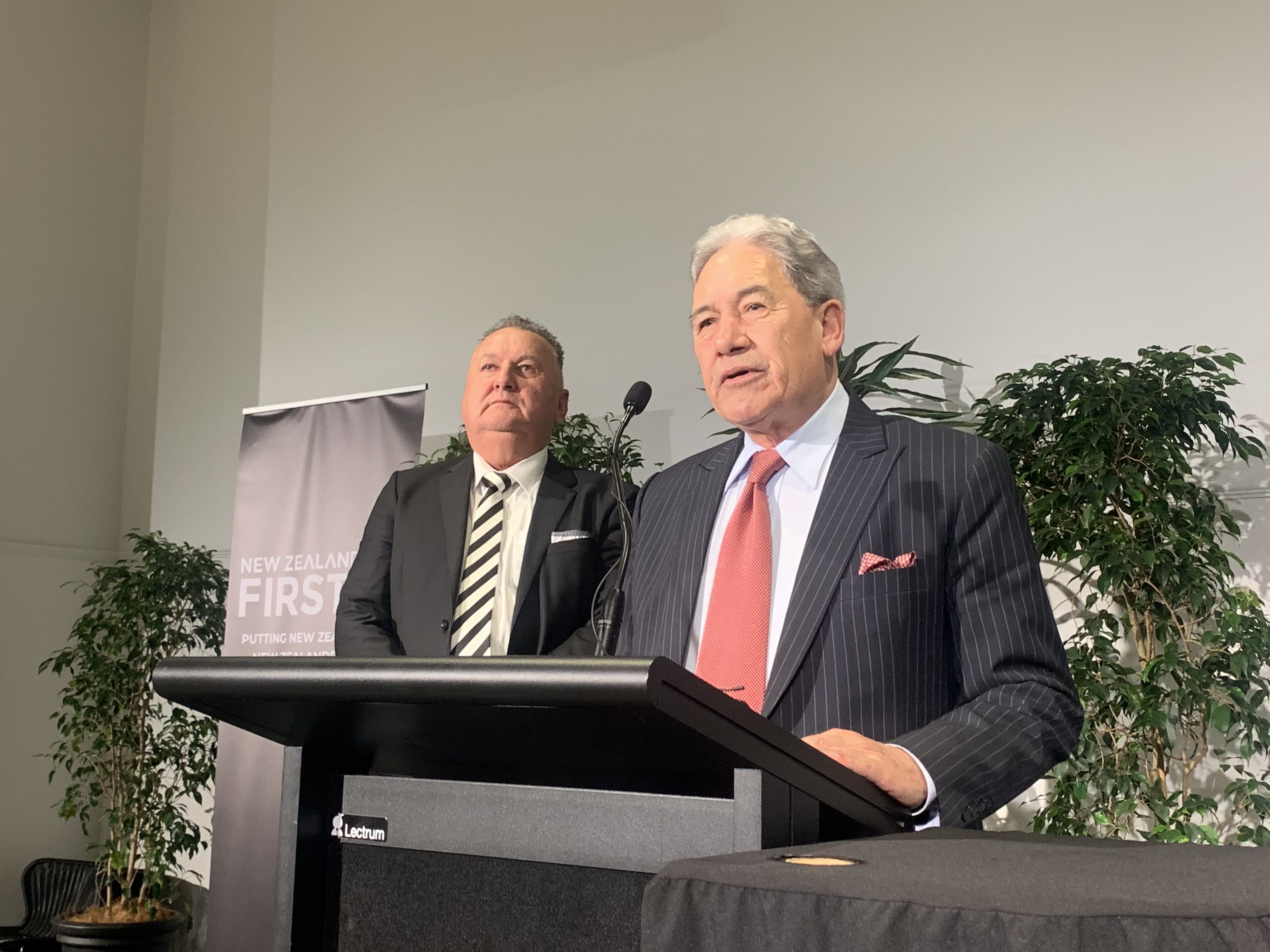 NZ First leader Winston Peters with deputy Shane Jones. Photo / Adam Pearse
