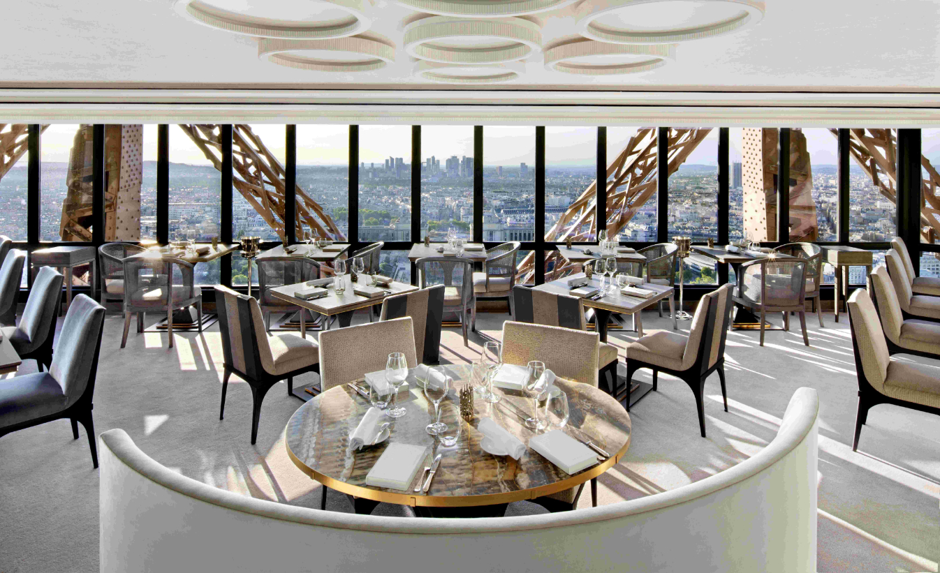 At 124m inside the iconic Eiffel Tower, Le Jules Verne is where gastronomic haute cuisine meets breathtaking Parisian views. Photo / Le Jules Verne