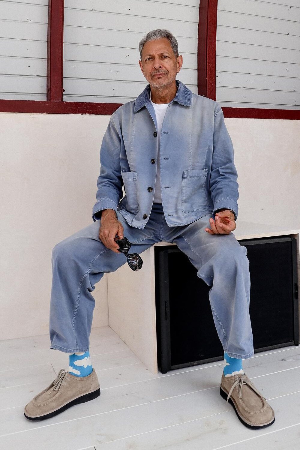 Jeff Goldblum dressed for the Loewe spring-summer 2025 menswear show as part of Paris Fashion Week. Photo / @jeffgoldblum