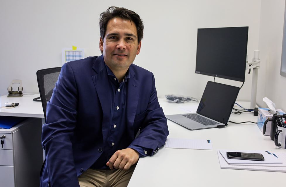 Simon Bridges in his Auckland office at the Auckland Chamber of Commerce. Photo / Jed Bradley