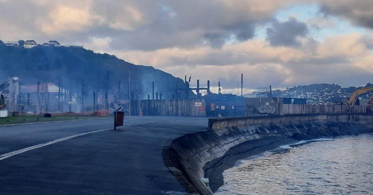 The scene of a suspicious fire at Shelly Bay the morning after the blaze broke out. Photo / Penny Pennington