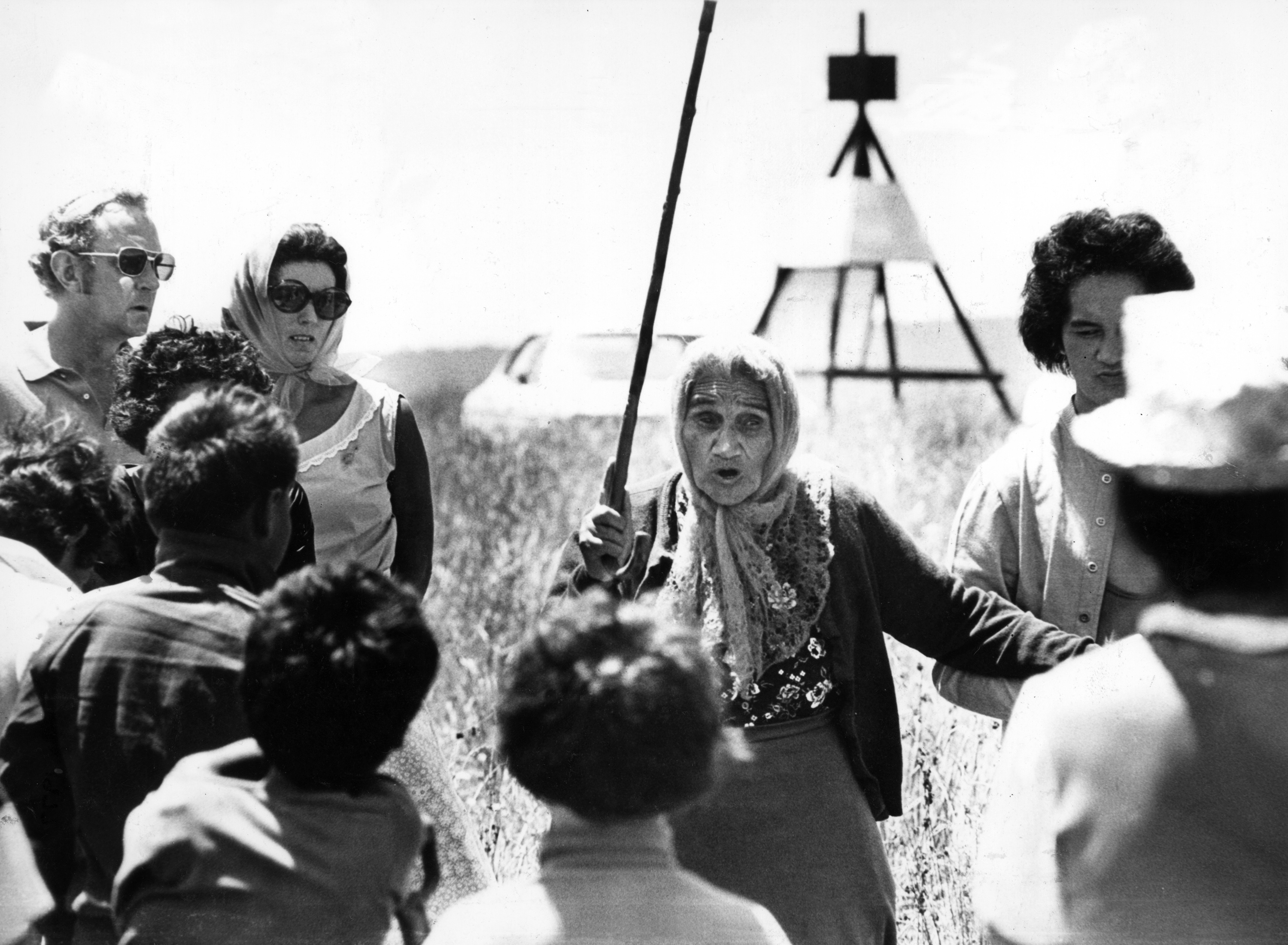 Dame Whina Cooper speaking to Māori land protesters at Bastion Point in January, 1977.