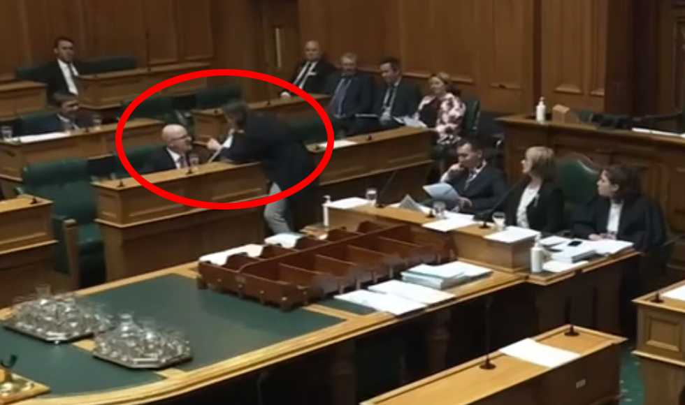 Green Party MP Julie Anne Genter confronts Matthew Doocey in Parliament, May 1, 2024.