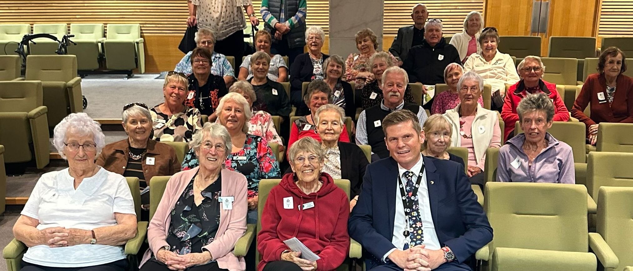 Residents aged over 60 paid a visit to MP Tim Costley (front, right) in Parliament last week. He is submitting a permission on increasing expressway speed limits.