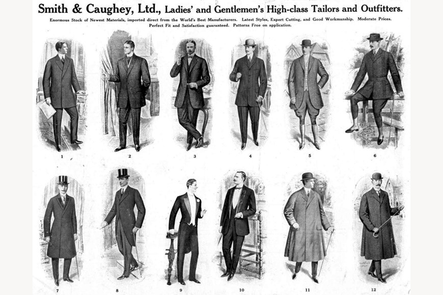 A men’s tailoring advertisement in a 1906 Smith & Caughey’s catalogue. Photo / New Zealand Fashion Museum