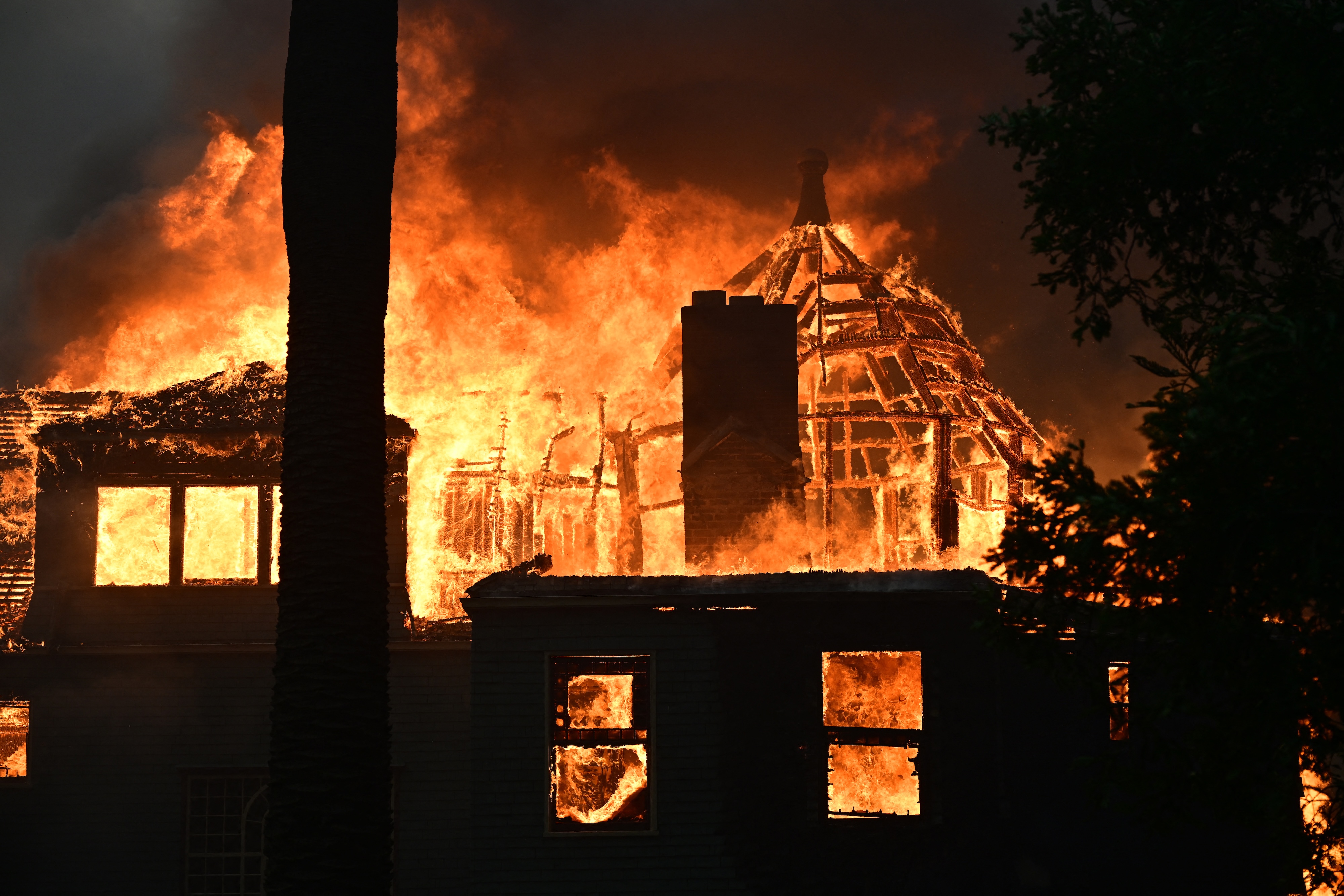 A home burns during the Eaton Fire in Altadena, California. Photo / AFP