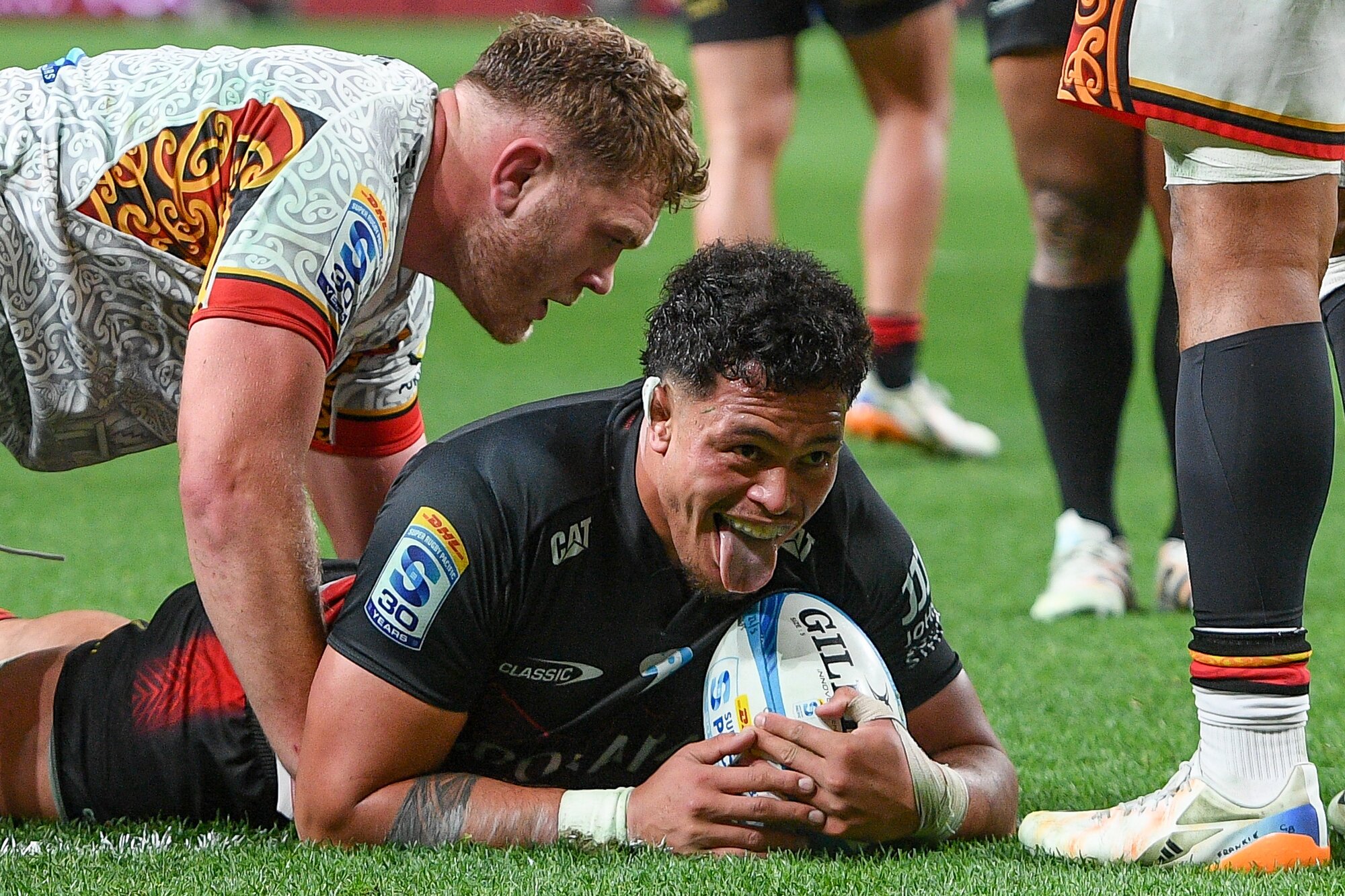 Crusaders No 8 Christian Lio-Willie has scored four tries in two games against the Chiefs this season. Photo / Photosport