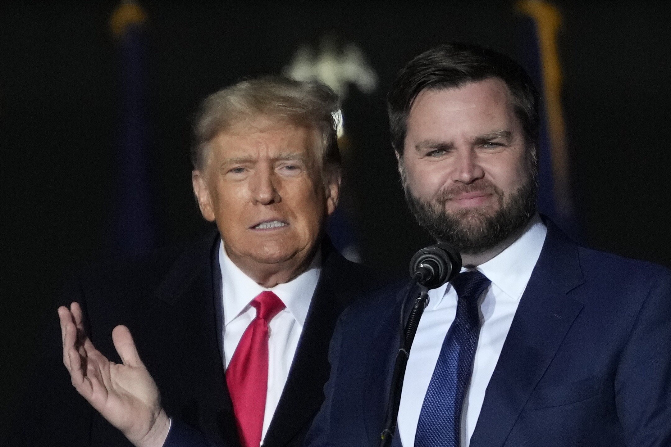 Donald Trump and J.D. Vance greet supporters during a rally in  November, 2022. Trump has named Vance as his running mate for this year's US presidential election. Photo / Getty Images