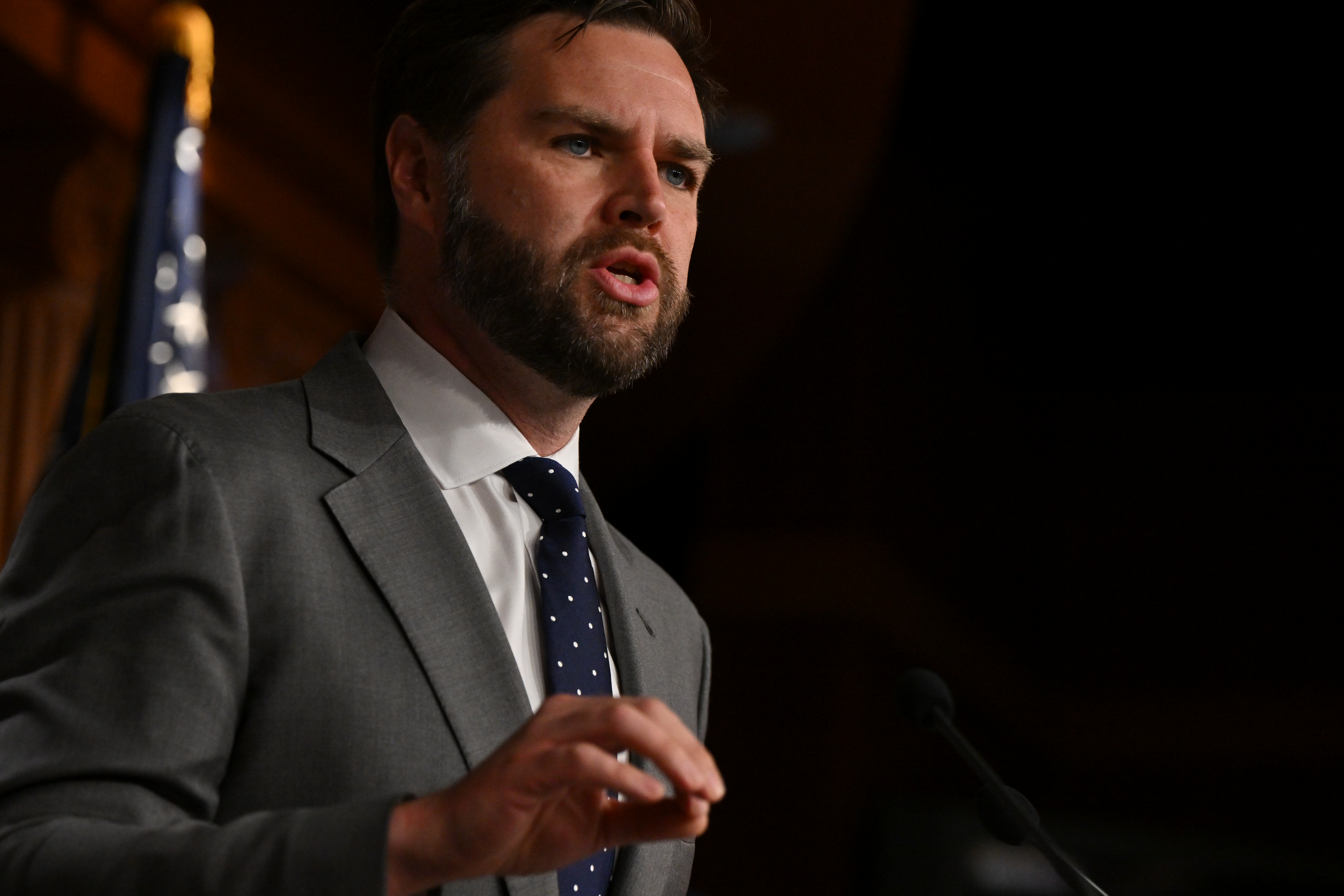Senator J.D. Vance of Ohio speaks at the Capitol in May. Photo / Ricky Carioti, The Washington Post