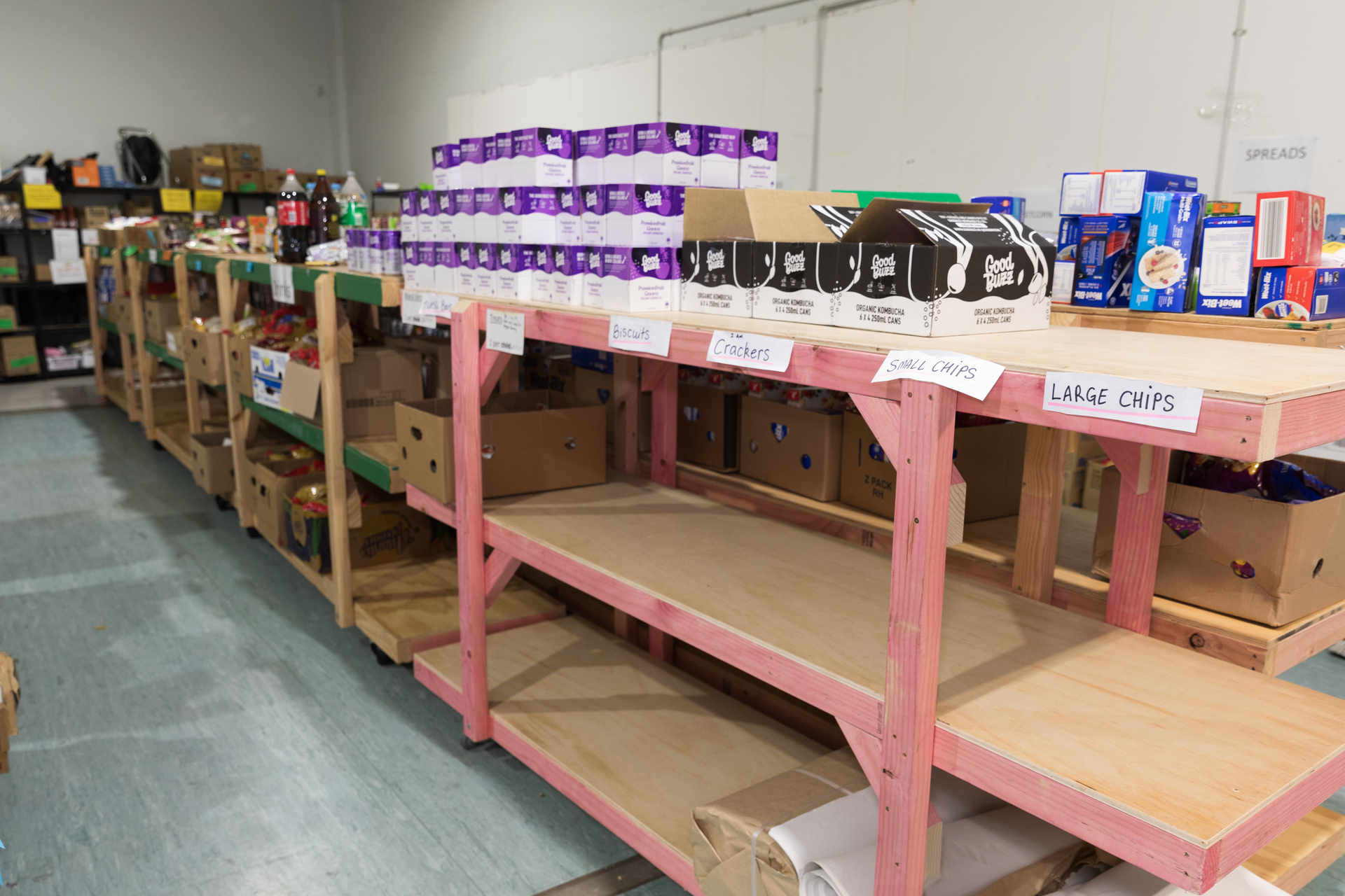 Empty shelves at the foodbank before the appeal started. Photo / Mead Norton 