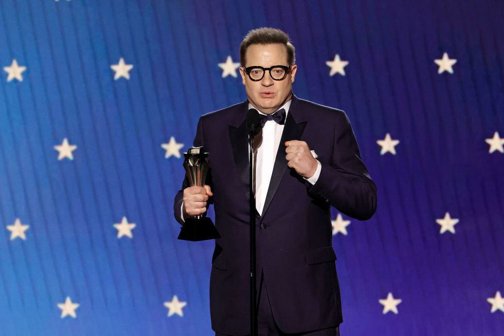 Brendan Fraser accepts the Best Actor award for The Whale at the 28th Annual Critics Choice Awards. Photo / Getty Images