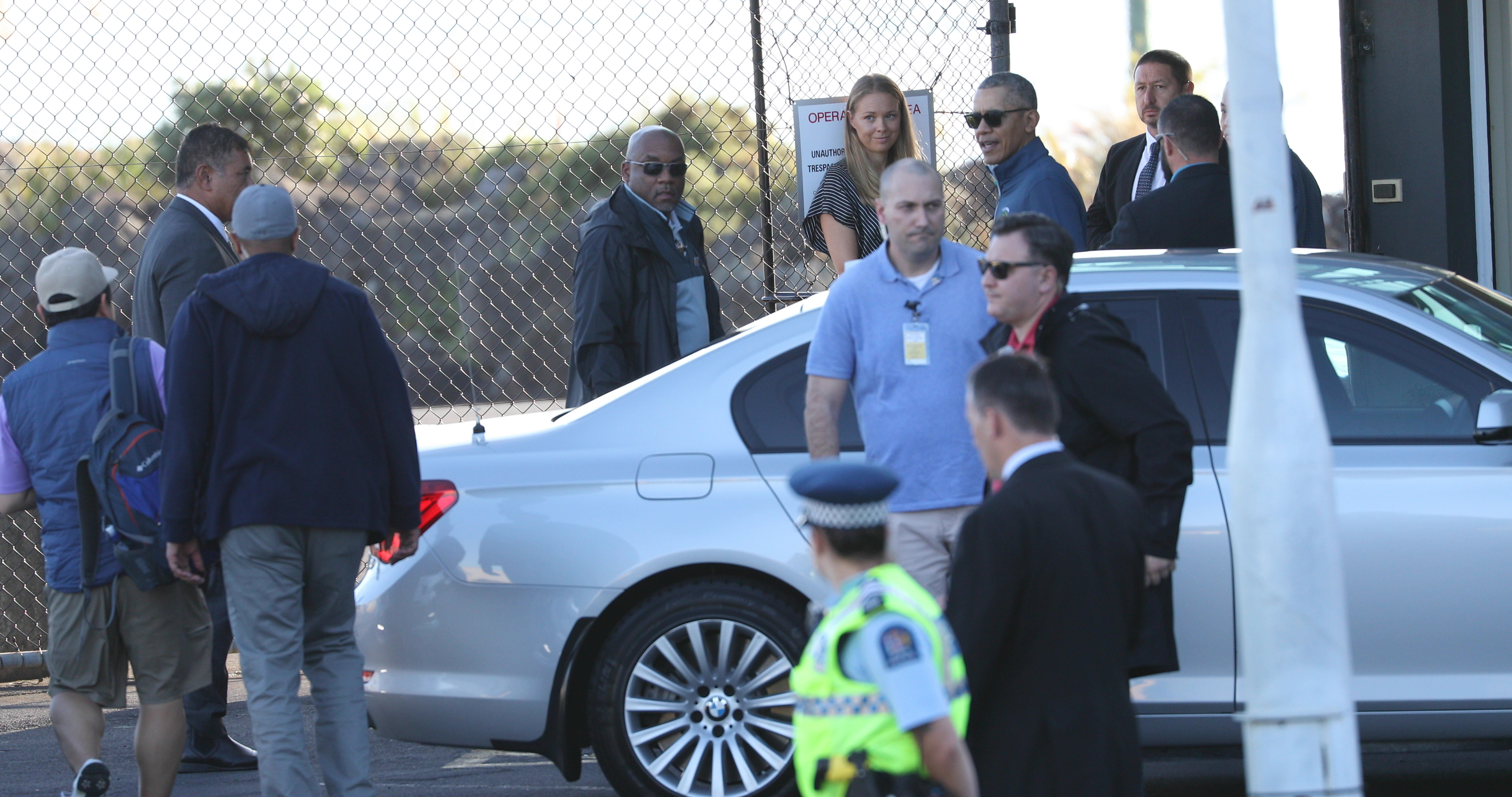 Barack Obama at Mechanics Bay. Photo / Greg Bowker