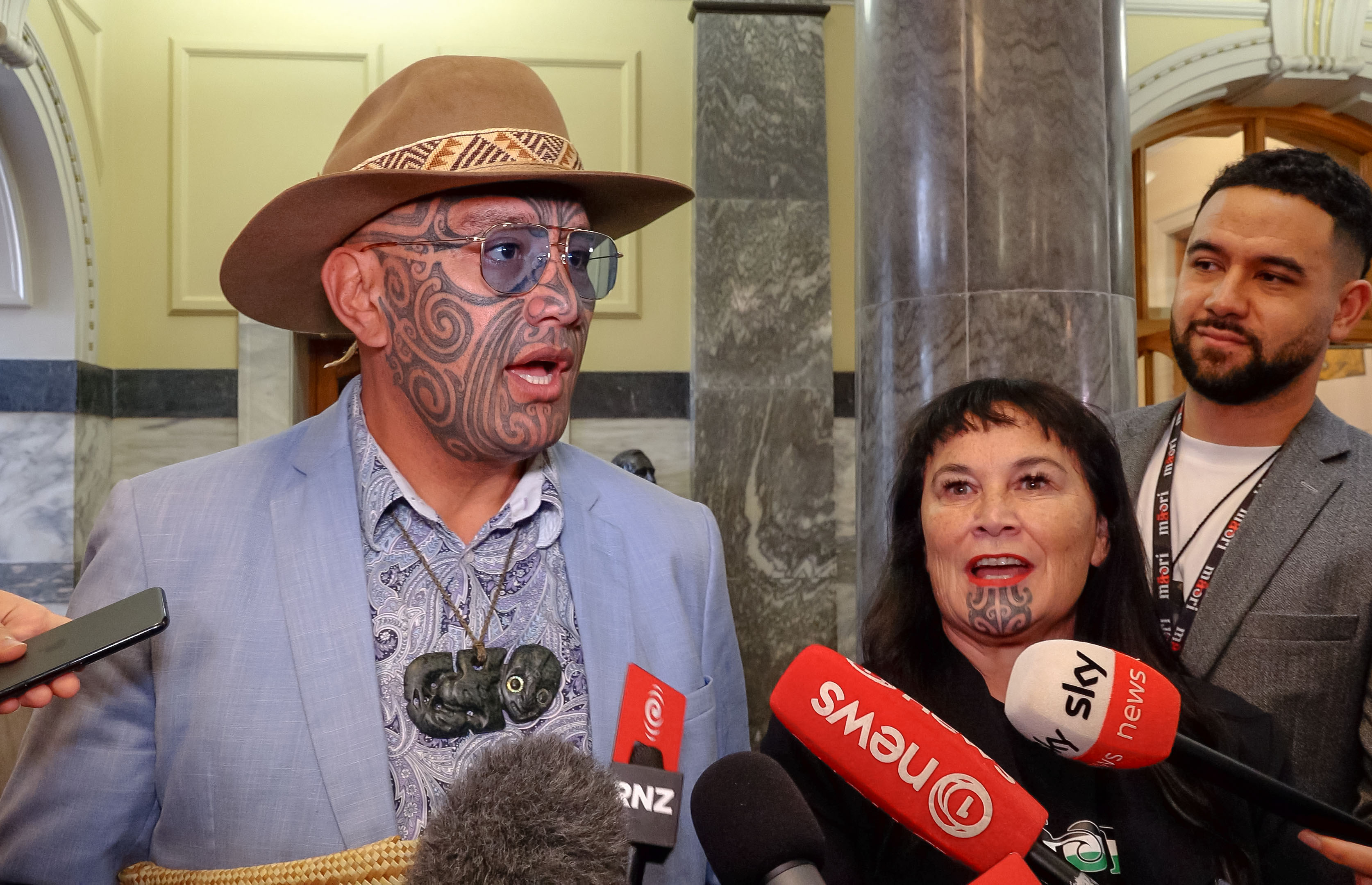 Te Pāti Māori co-leaders Rawiri Waititi (left) and Debbie Ngarewa-Packer defended a day of protest and continued to urge Māori people to join. Photo / Mark Mitchell