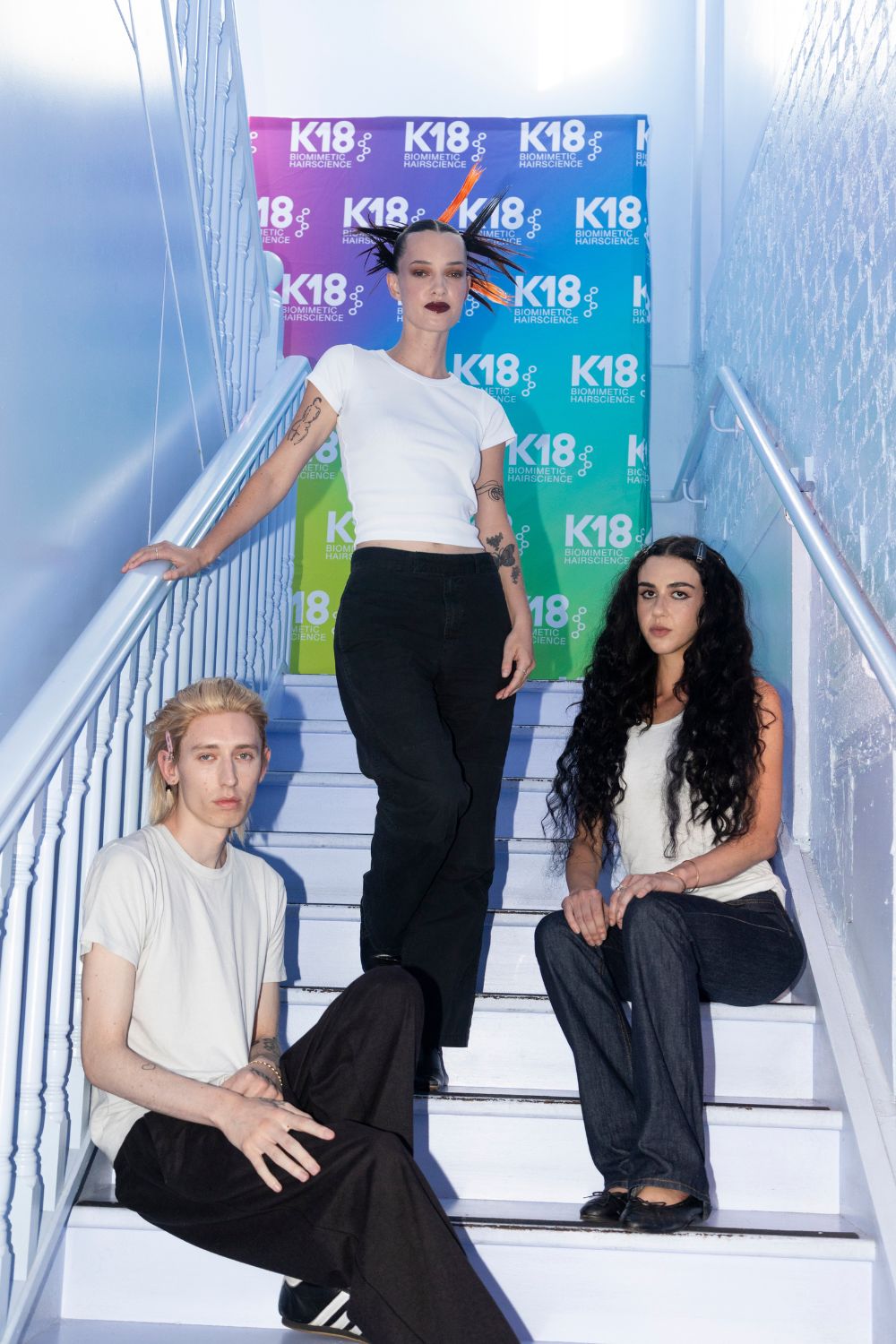 Three looks from Matt's portfolio, including Charli XCX's Brat summer locks recreated on models. Photo / Madeleine Brighouse of All In A Row