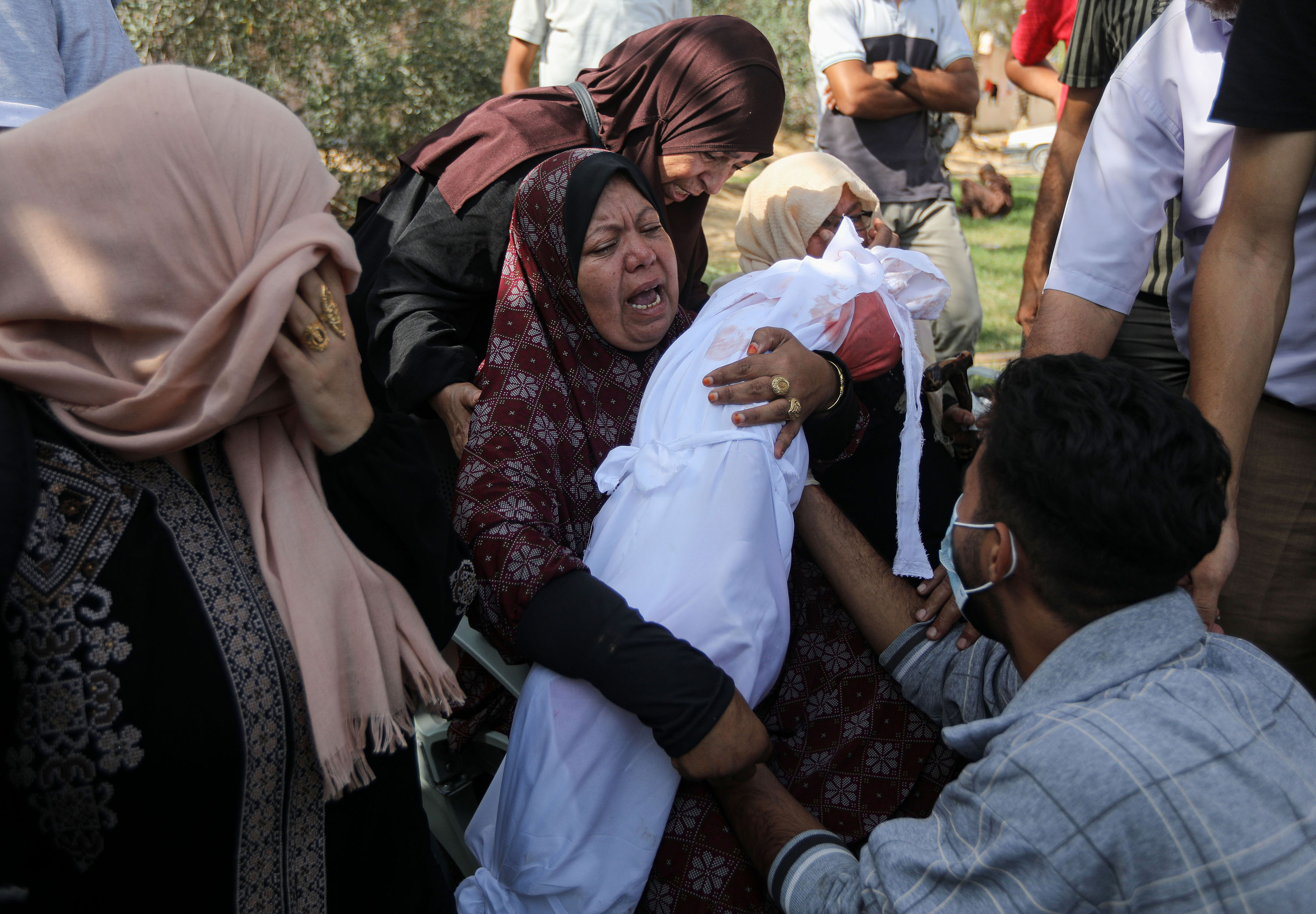 The funerals of Palestinians killed in Israeli airstrikes in Khan Younis, in the southern Gaza Strip, on October 10. Photo / Yousef Masoud, The New York Times